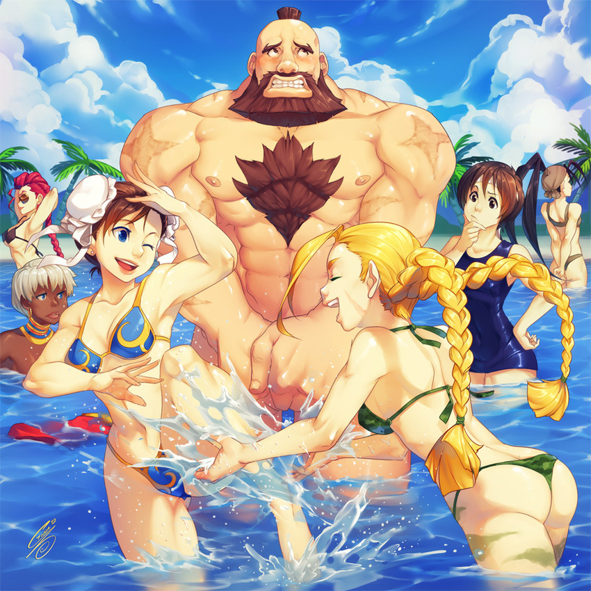 chun-li, cammy white, kasugano sakura, ibuki, elena, and 2 more (street fighter and 3 more) drawn by gina_chacon
