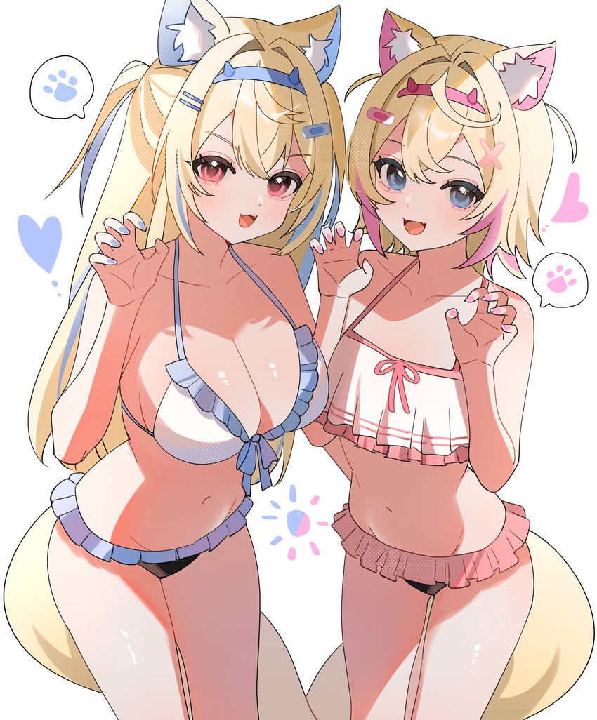 fuwawa abyssgard and mococo abyssgard (hololive and 1 more) drawn by hana20000920