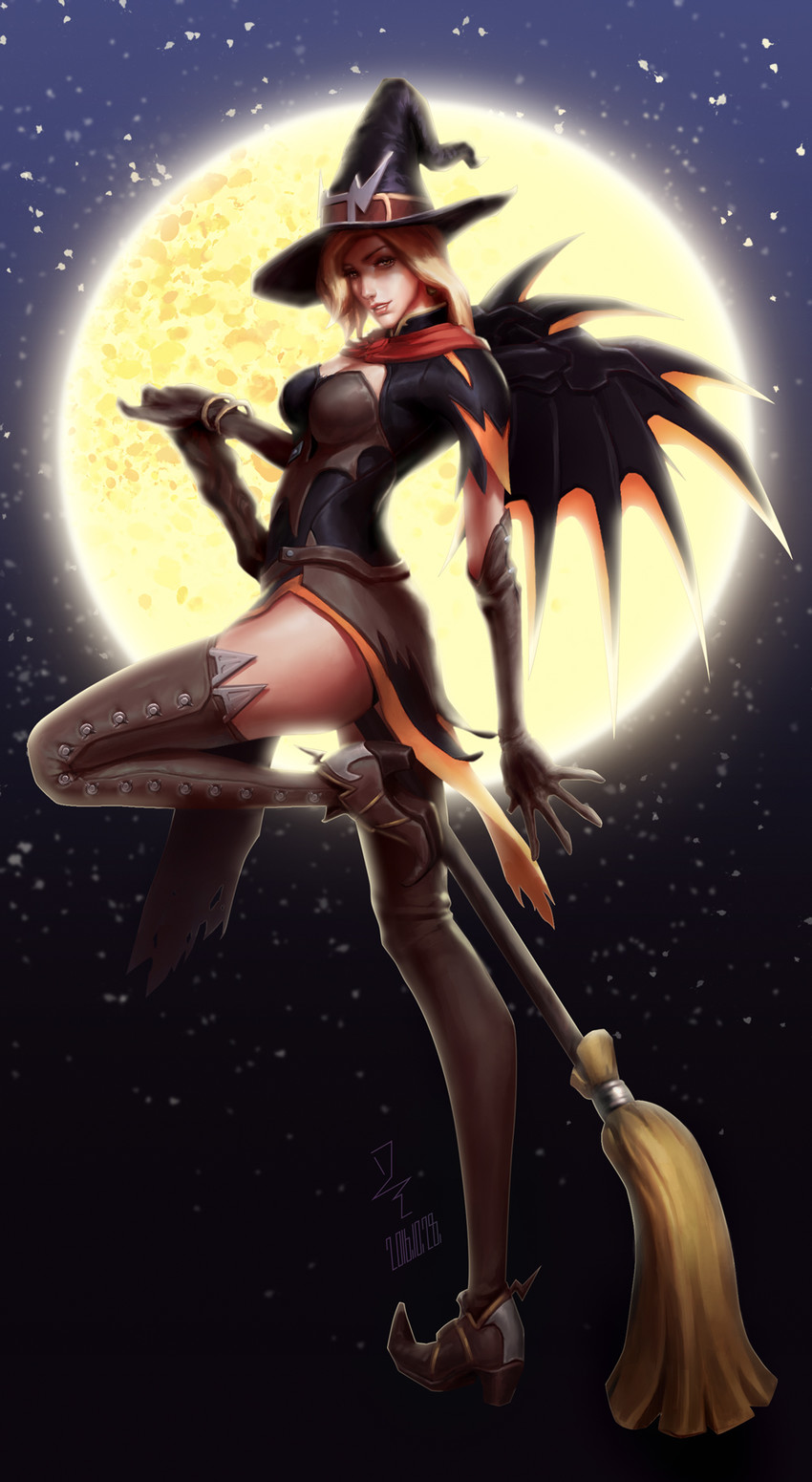 mercy and witch mercy (overwatch and 1 more) drawn by starry_chen