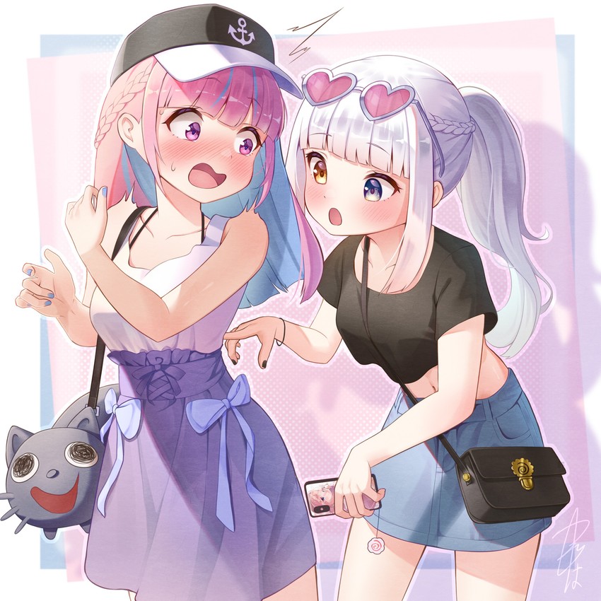 minato aqua, neko, and kagura mea (hololive and 1 more) drawn by shasminnyan