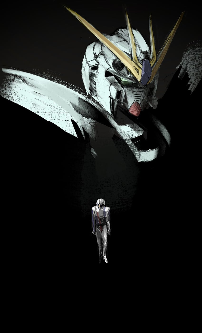 amuro ray and nu gundam (gundam and 1 more) drawn by akawakesen