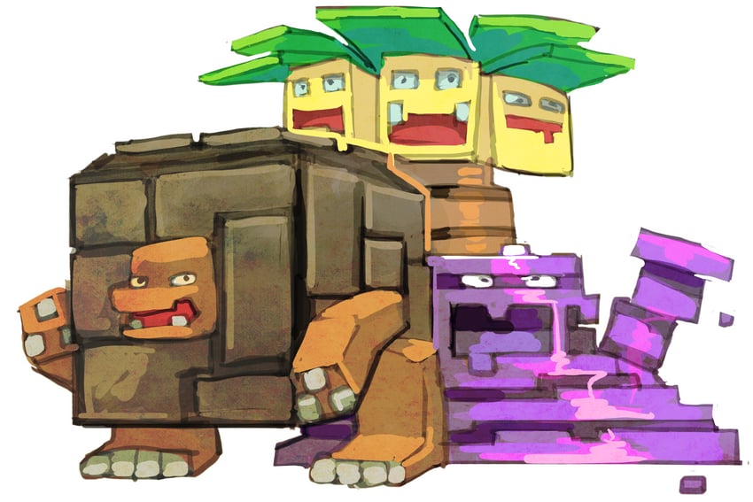 exeggutor, muk, and golem (pokemon and 1 more) drawn by bummerdude