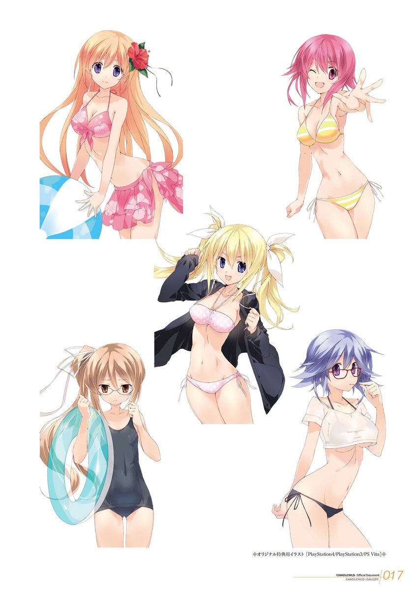 onoe serika, arimura hinae, kurusu nono, kazuki hana, and yamazoe uki (chaos;child) drawn by sasaki_mutsumi