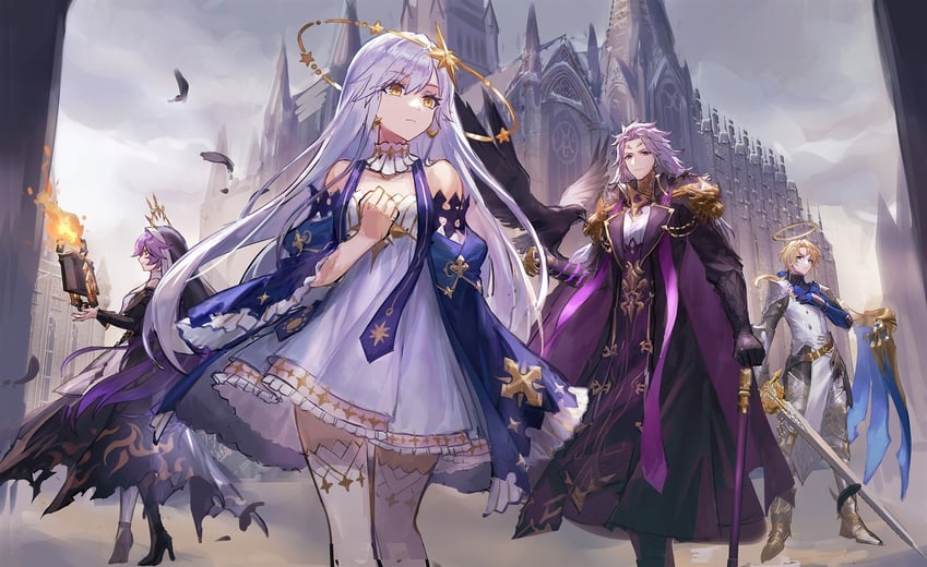 astraea, joan, lorenzo, and roland (masterwork apocalypse) drawn by chongning