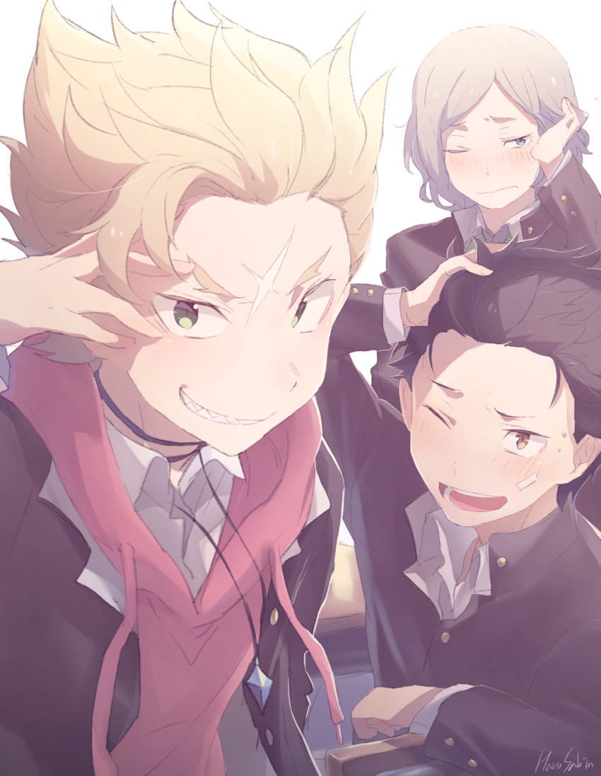 natsuki subaru, otto suewen, and garfiel tinsel (re:zero kara hajimeru isekai seikatsu) drawn by harusabin