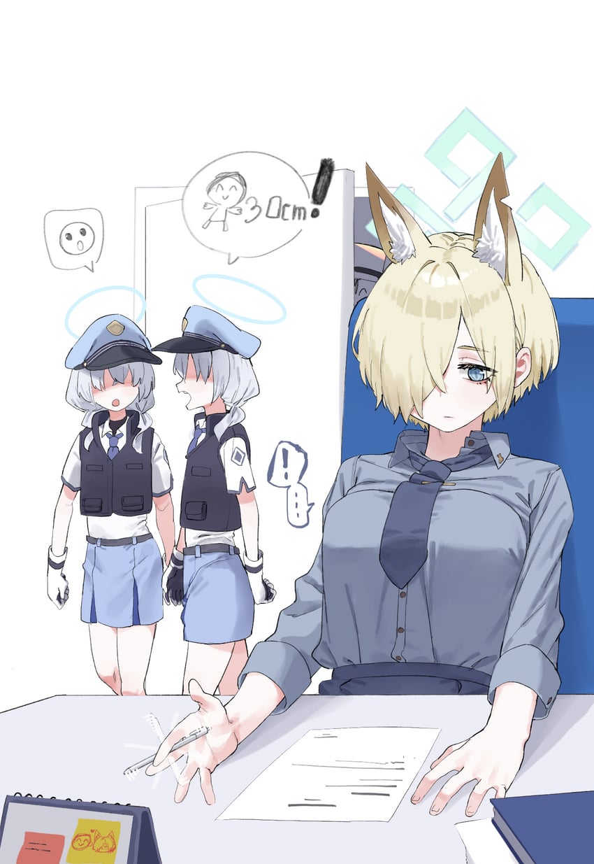 sensei, doodle sensei, kanna, and valkyrie police academy student (blue archive) drawn by lonklink