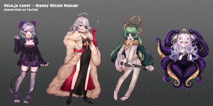 apricot the lich, henya the genius, haruka karibu, ernesto de la cruz, geega, and 3 more (vshojo and 4 more) drawn by tactoki