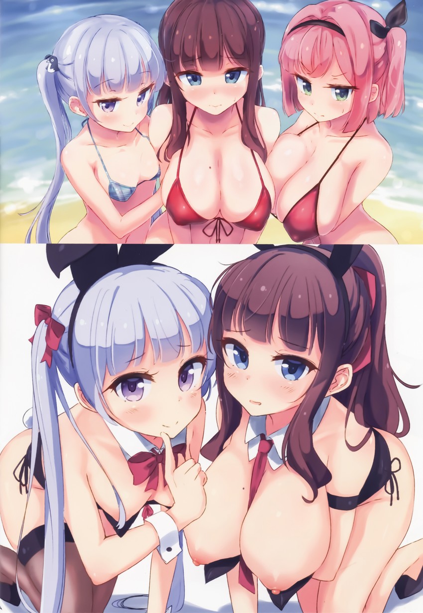 suzukaze aoba, takimoto hifumi, and mochizuki momiji (new game!) drawn by nitro_(mugityaoisii)