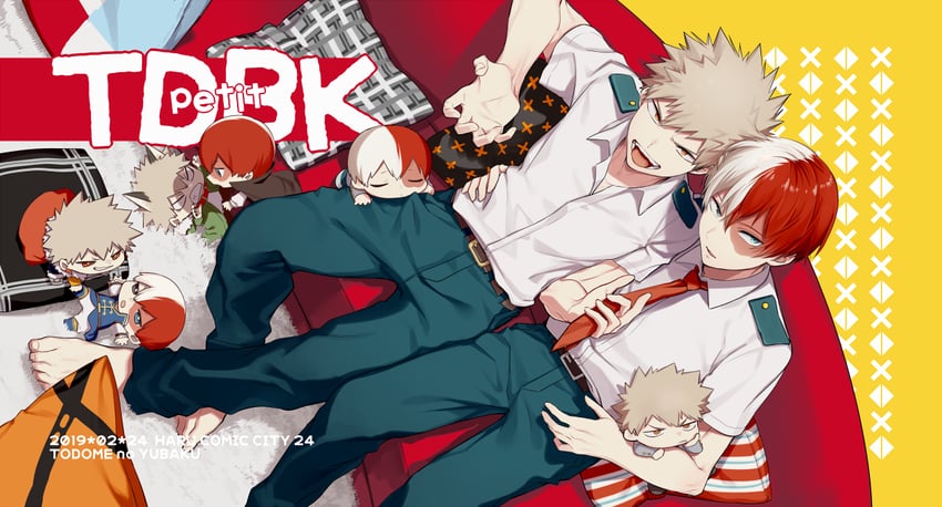 bakugou katsuki and todoroki shoto (boku no hero academia) drawn by maneki-neko_(fujifuji)