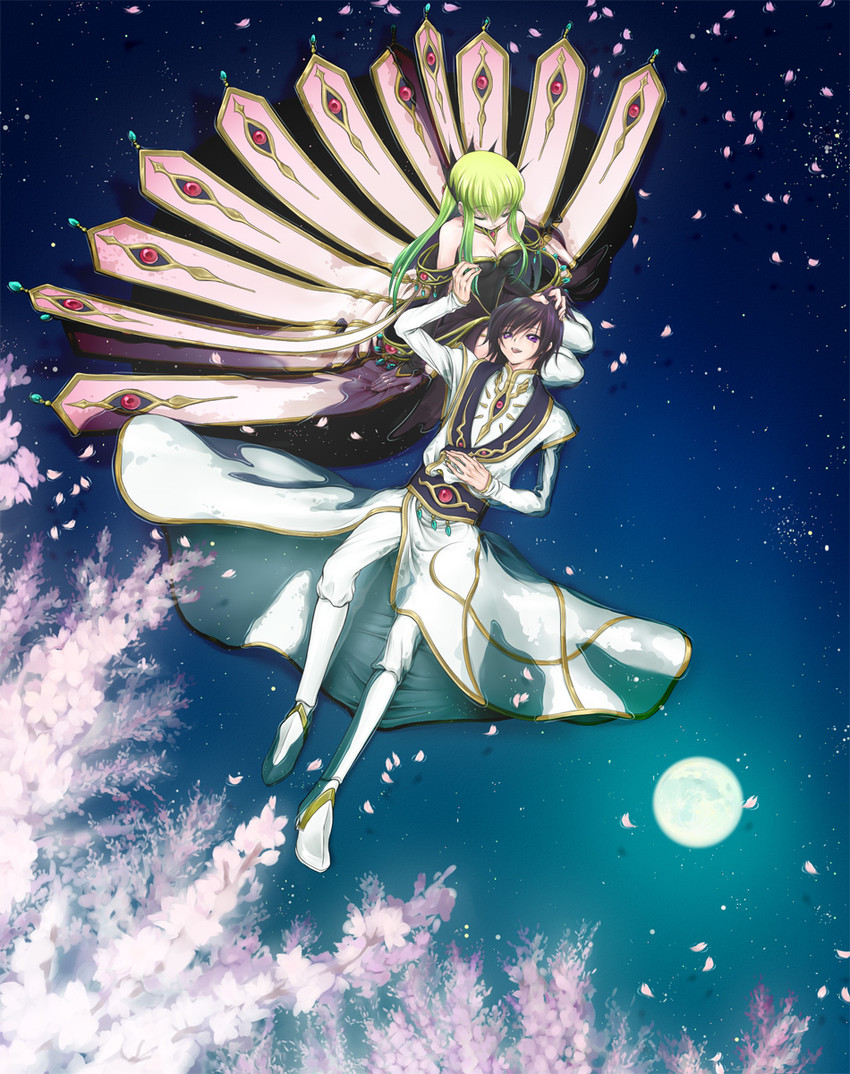 c.c. and lelouch vi britannia (code geass) drawn by minami_(apricot_tea)
