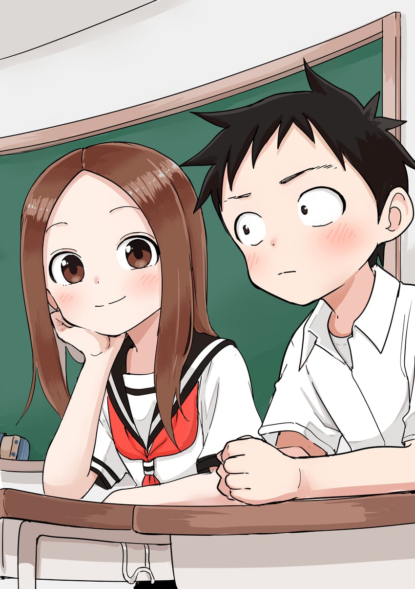 takagi-san and nishikata (karakai jouzu no takagi-san) drawn by inaba_mifumi