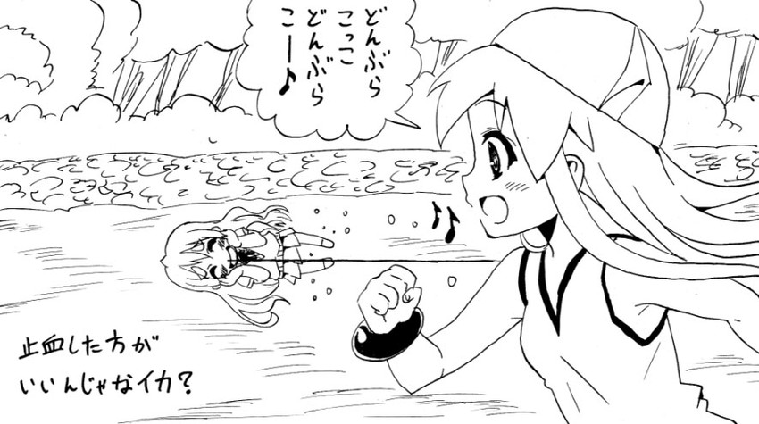 kotobuki tsumugi and ikamusume (k-on! and 1 more) drawn by nome_(nnoommee)