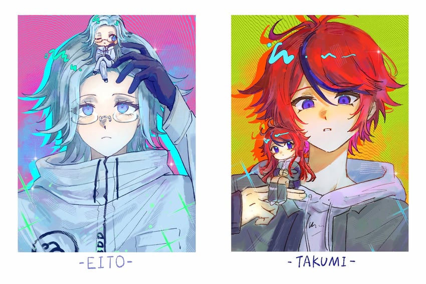 aotsuki eito and sumino takumi (the hundred line -last defense academy-) drawn by roiko7010
