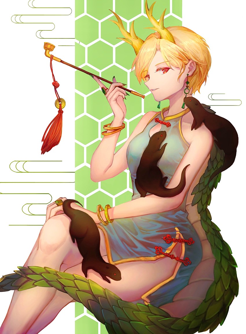 kicchou yachie and otter spirit (touhou) drawn by ringo_orihara