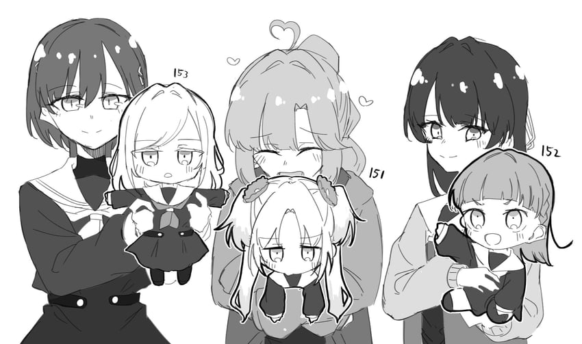 murano sayaka, osawa rurino, anyoji hime, kachimachi kosuzu, ceras yanagida lilienfeld, and 1 more (love live! and 1 more) drawn by othiwo