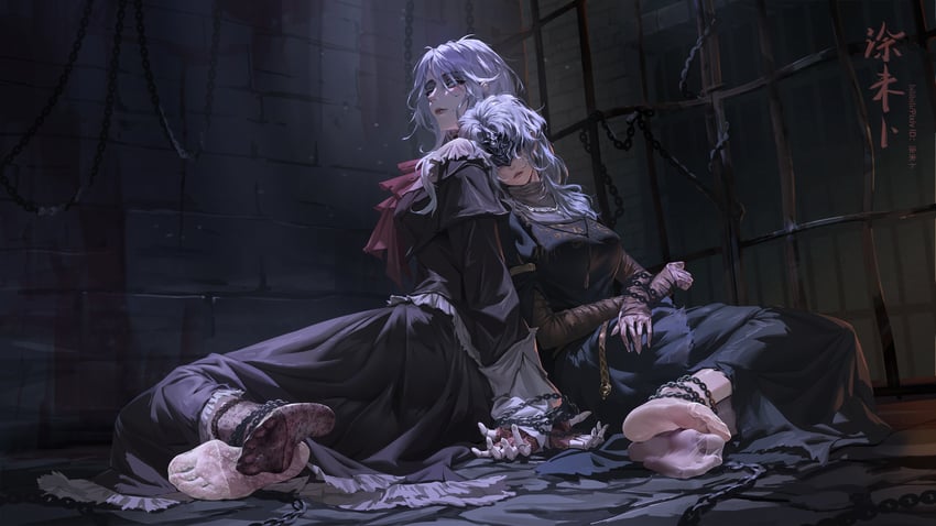 plain doll and fire keeper (dark souls and 3 more) drawn by tuweibu