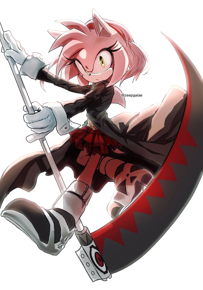 amy rose and maka albarn (sonic and 1 more) drawn by shapam_(zeepgalae)