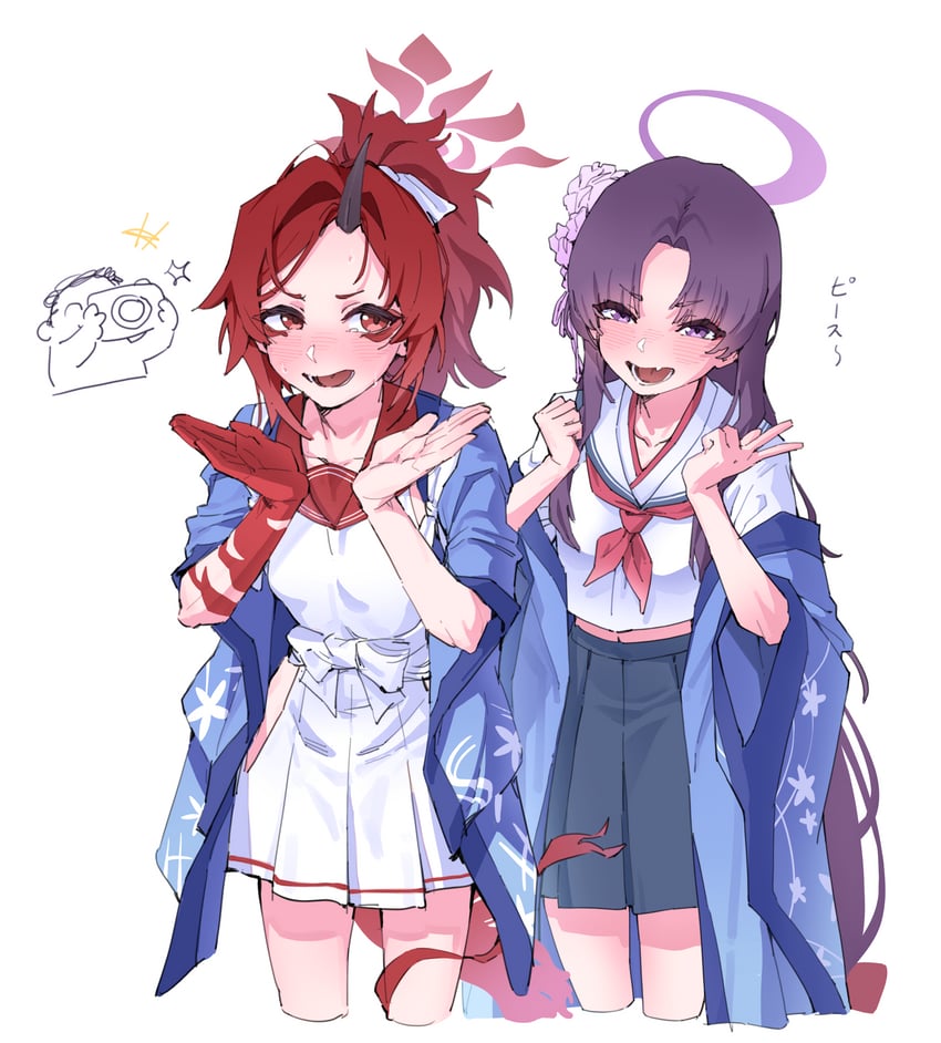 sensei, doodle sensei, yukari, and renge (blue archive) drawn by tomo22
