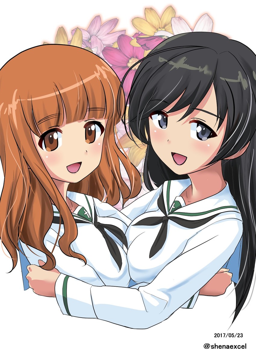 takebe saori and isuzu hana (girls und panzer) drawn by shiina_excel