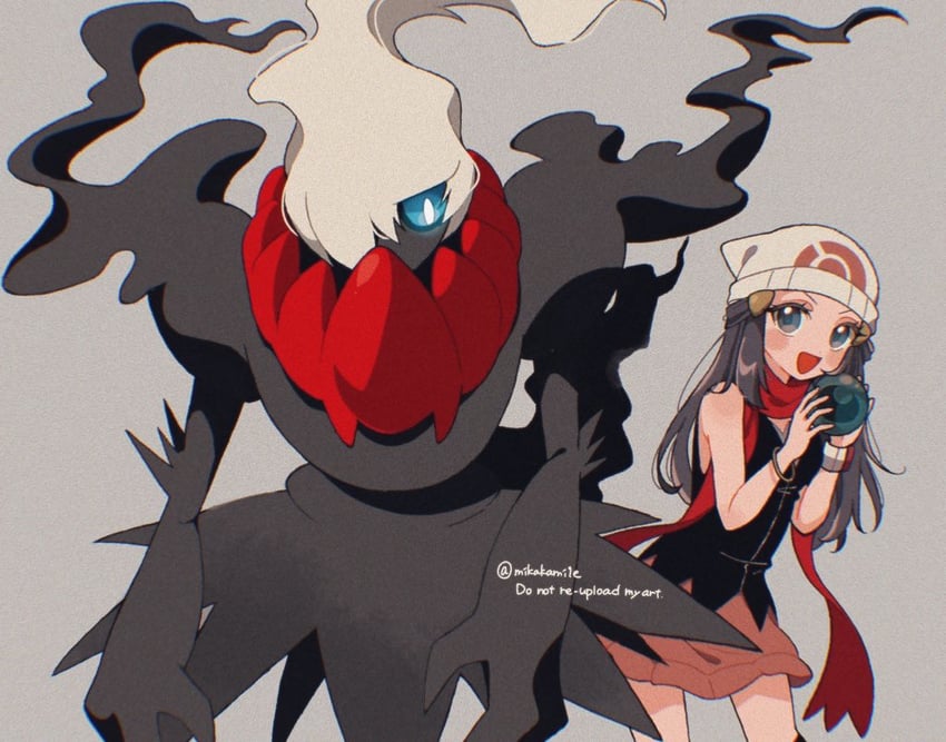 dawn and darkrai (pokemon and 1 more) drawn by mikakami1e