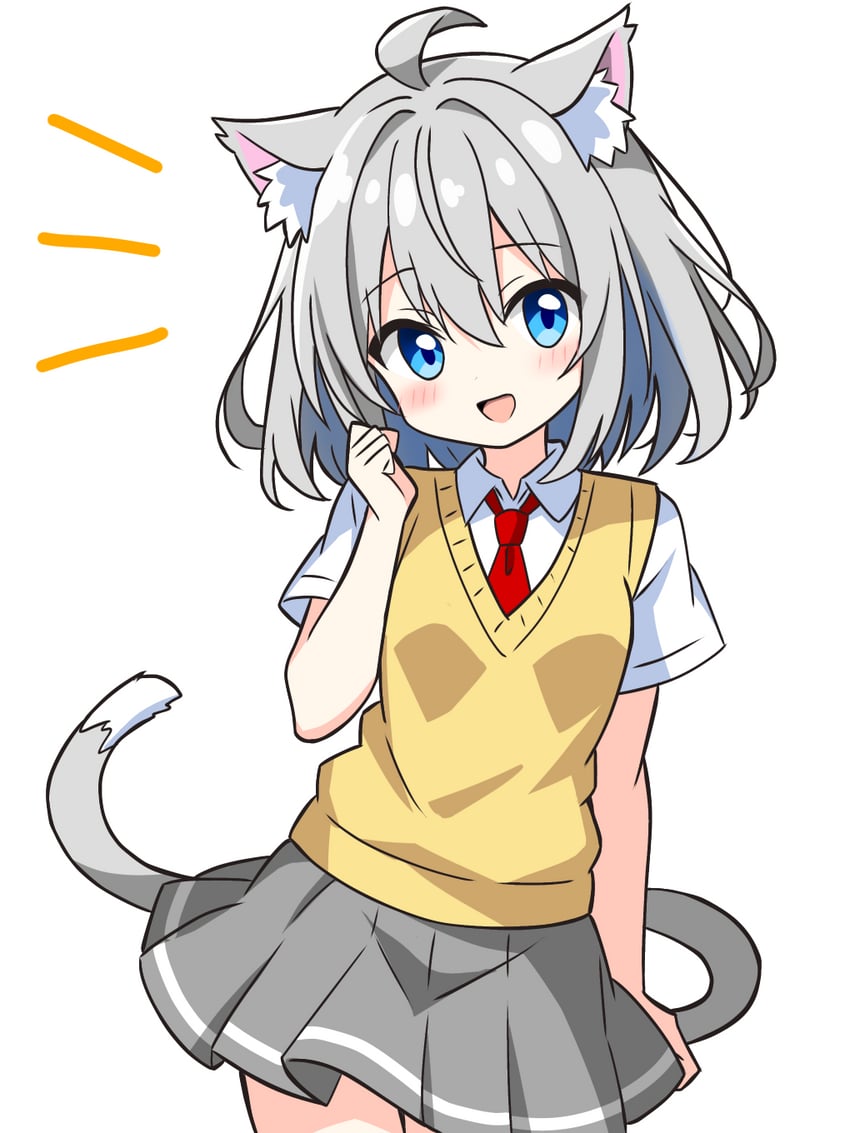 grey-haired cat girl (original) drawn by kotatsu-mazoku