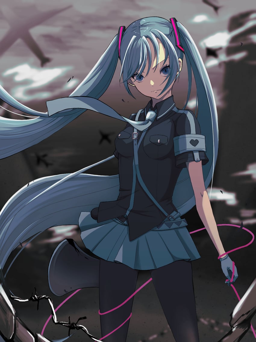 hatsune miku (vocaloid and 1 more) drawn by francium76