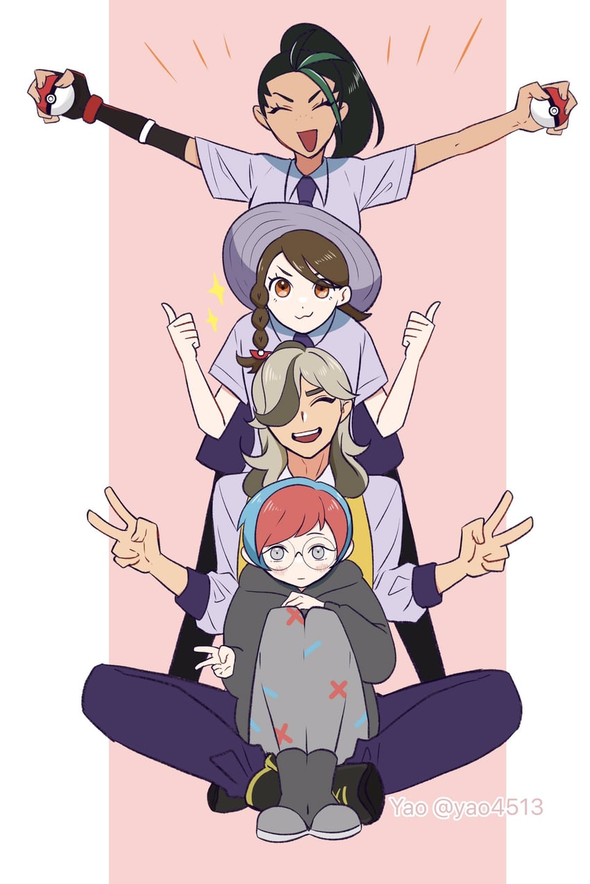 juliana, nemona, arven, and penny (pokemon and 1 more) drawn by yao_(evep3835)