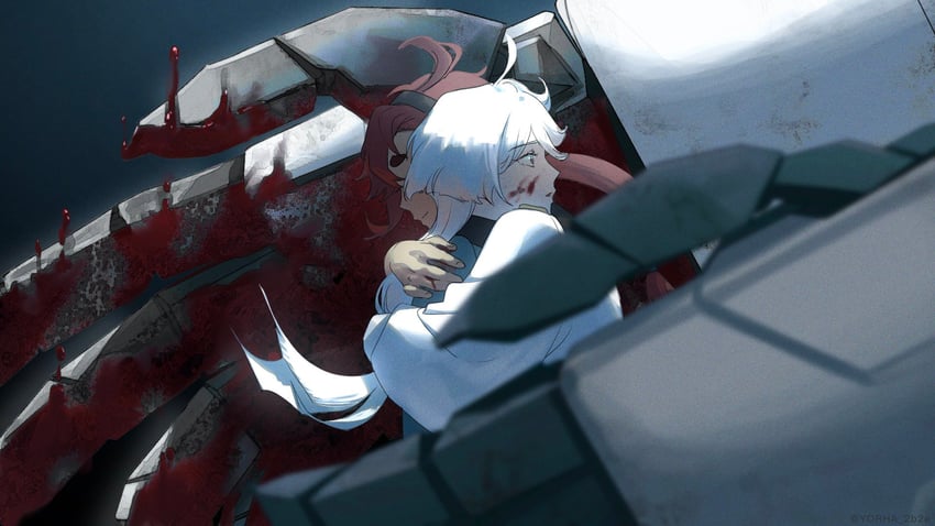 suletta mercury, miorine rembran, and gundam aerial rebuild (gundam and 1 more) drawn by yorha_2b2e
