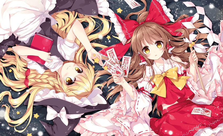 hakurei reimu and kirisame marisa (touhou) drawn by mochizuki_shiina