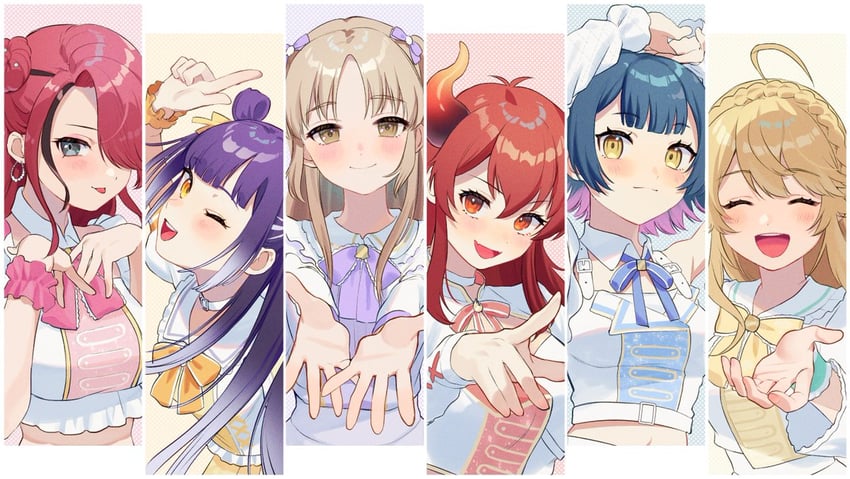 sister claire, lain paterson, dola, yamagami karuta, umise yotsuha, and 1 more (nijisanji) drawn by furukawa_raku