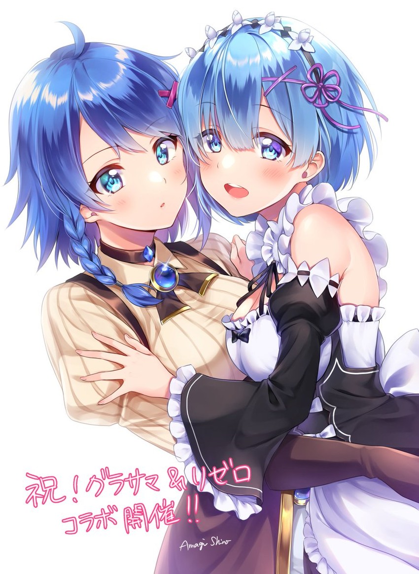 rem and chloe (re:zero kara hajimeru isekai seikatsu and 1 more) drawn by amagi_shino