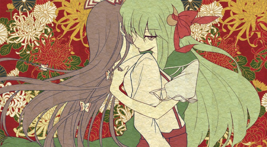 fujiwara no mokou, kamishirasawa keine, and ex-keine (touhou) drawn by furai