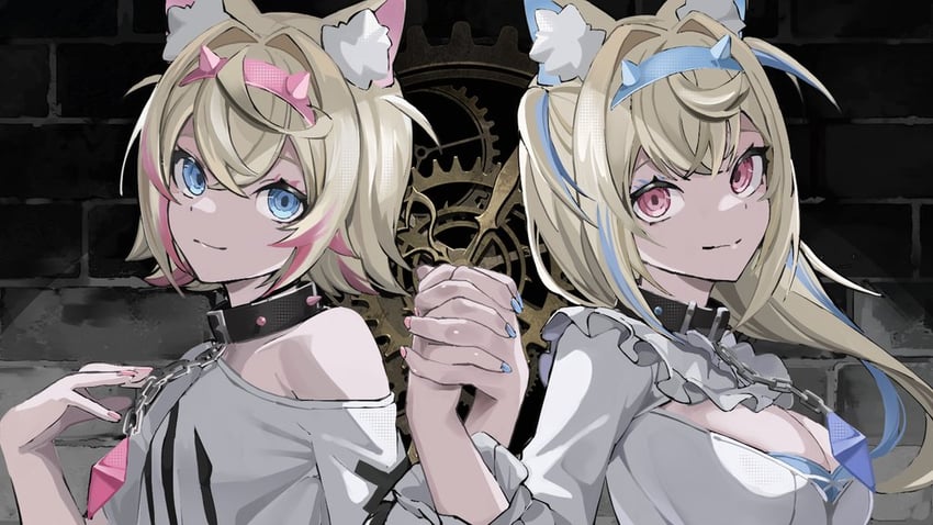 fuwawa abyssgard and mococo abyssgard (hololive and 1 more) drawn by angeldu