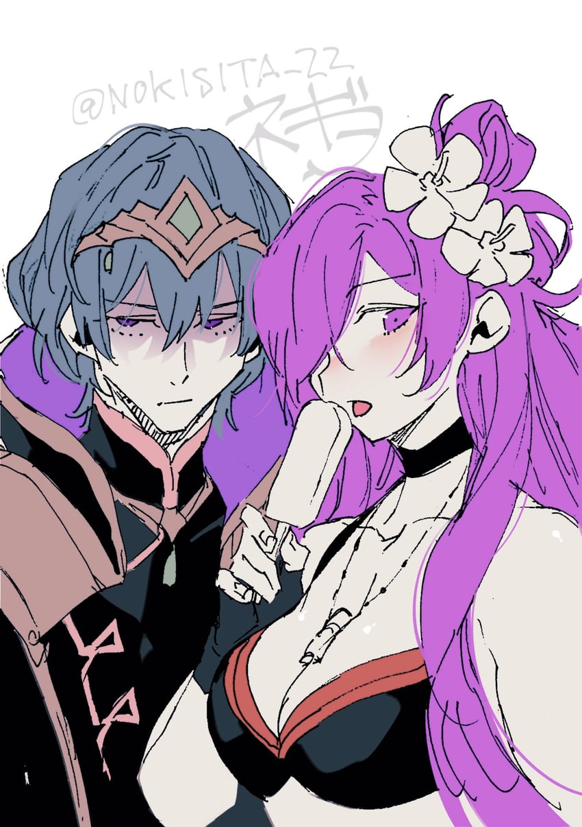 male byleth and female shez (fire emblem and 3 more) drawn by negiwo