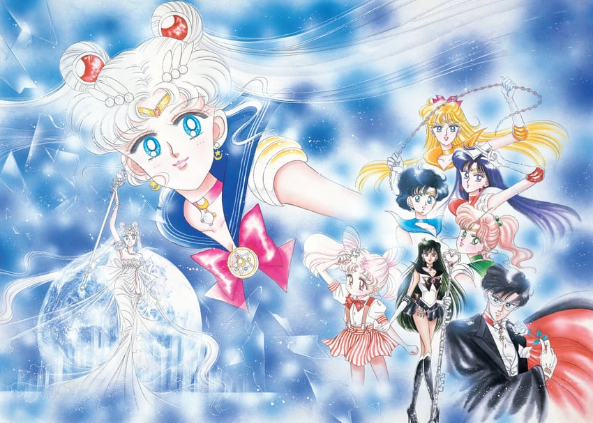 tsukino usagi, sailor moon, mizuno ami, aino minako, hino rei, and 11 more (bishoujo senshi sailor moon and 1 more) drawn by takeuchi_naoko