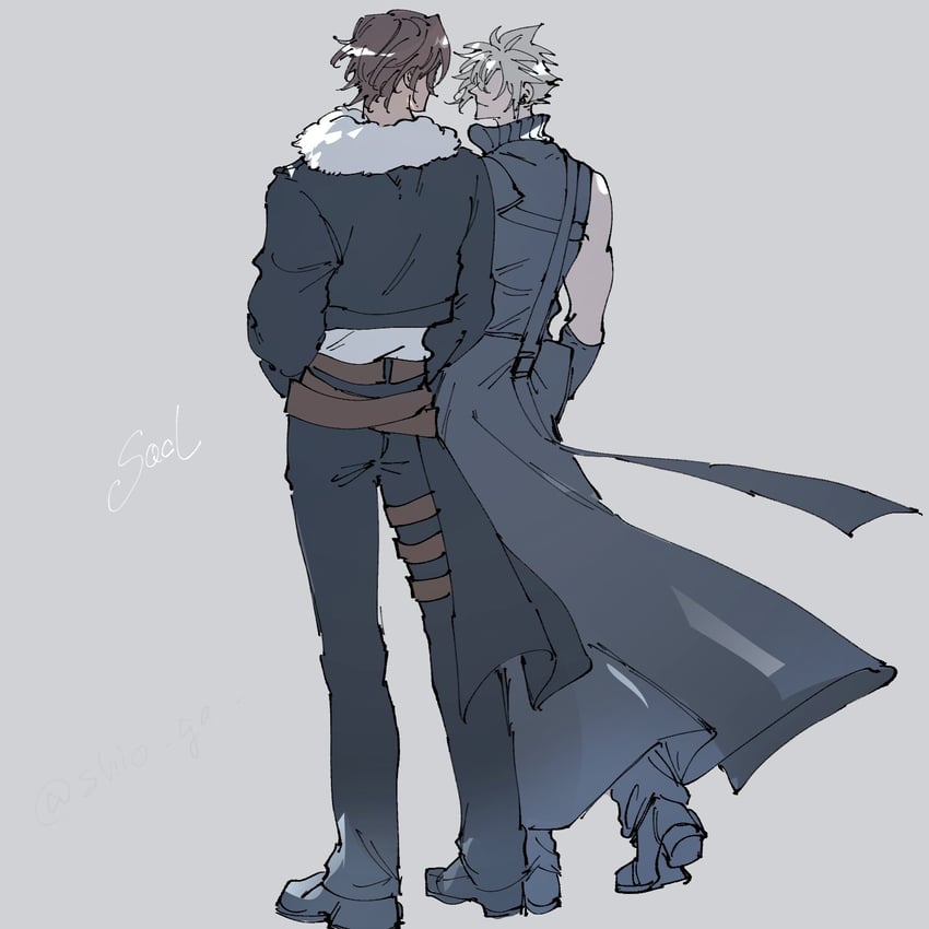 cloud strife and squall leonhart (final fantasy and 3 more) drawn by shio_ga