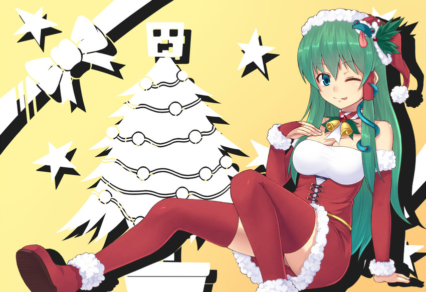 kochiya sanae and creeper (touhou and 1 more) drawn by saemon_(tonpura)