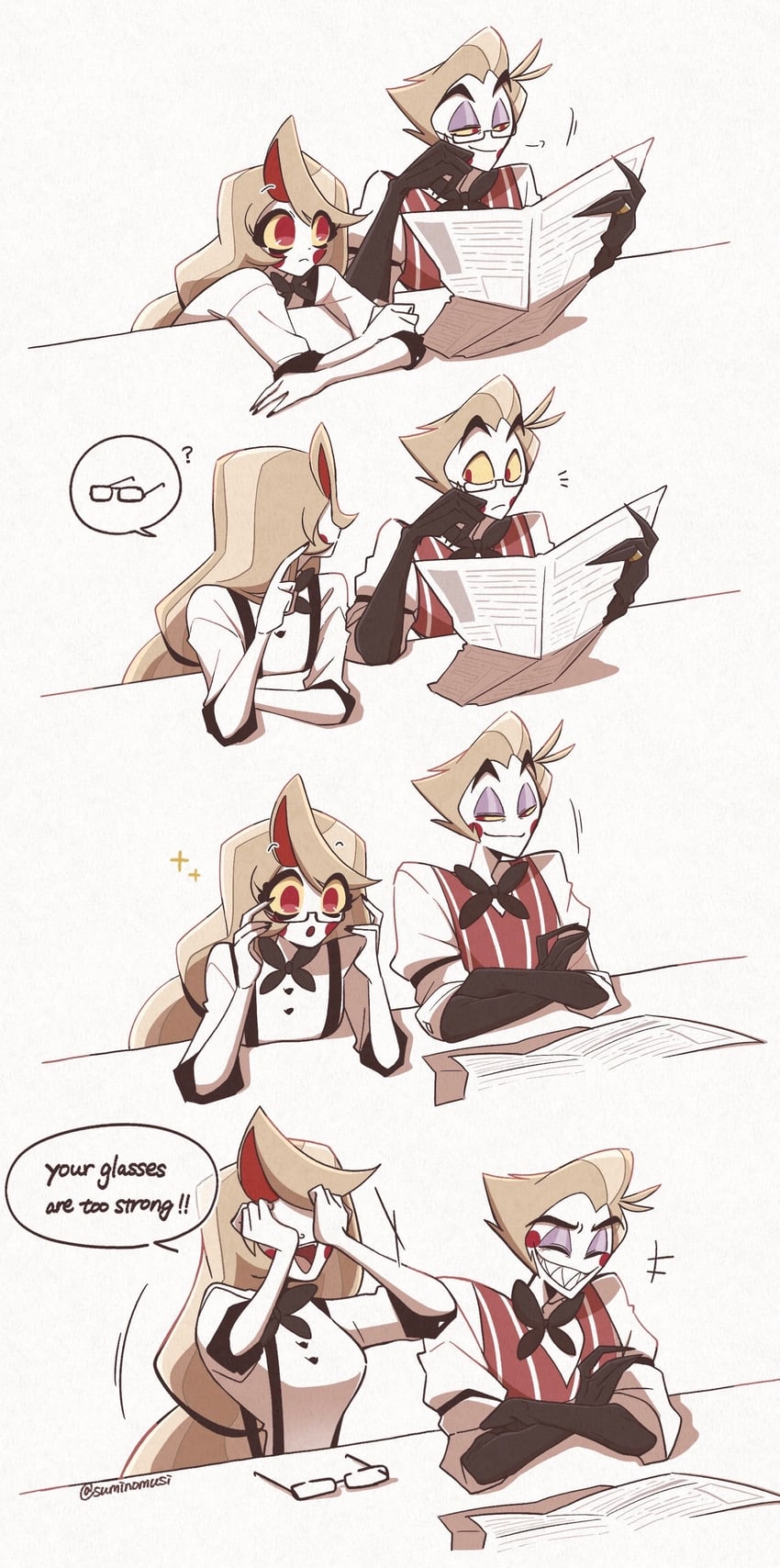 lucifer morningstar and charlie morningstar (hazbin hotel) drawn by hugy8277