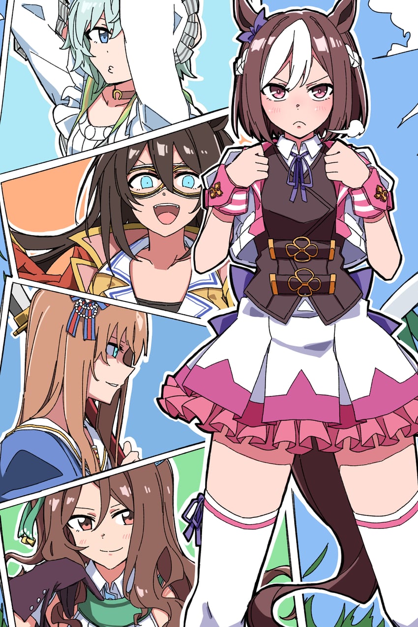 special week, king halo, seiun sky, grass wonder, and el condor pasa (umamusume) drawn by durindana_7
