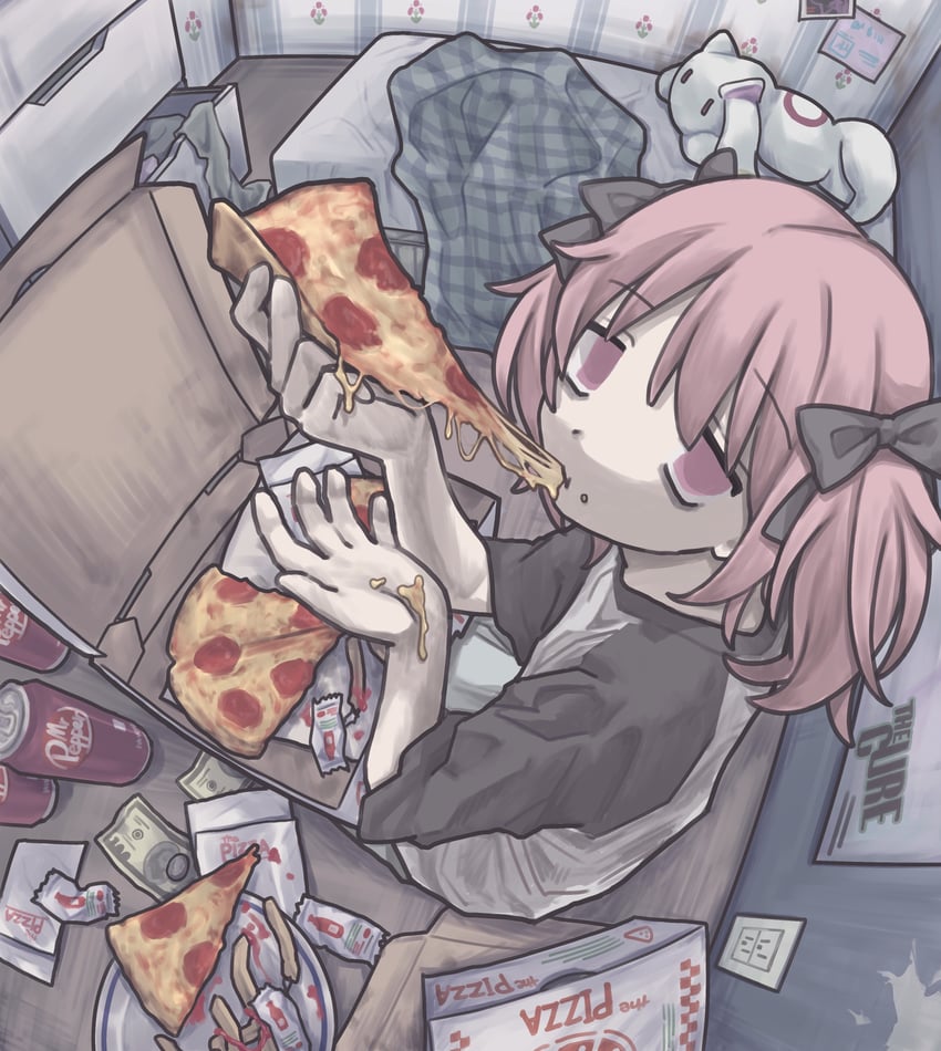 kaname madoka and kyubey (mahou shoujo madoka magica) drawn by gudon_udon