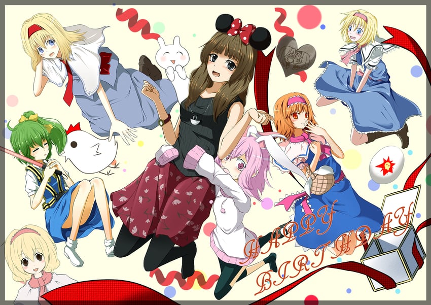 alice margatroid, daiyousei, diyusi, hinase, and the chicken that appears in the middle of cookie (touhou and 2 more) drawn by sakuna_brownie
