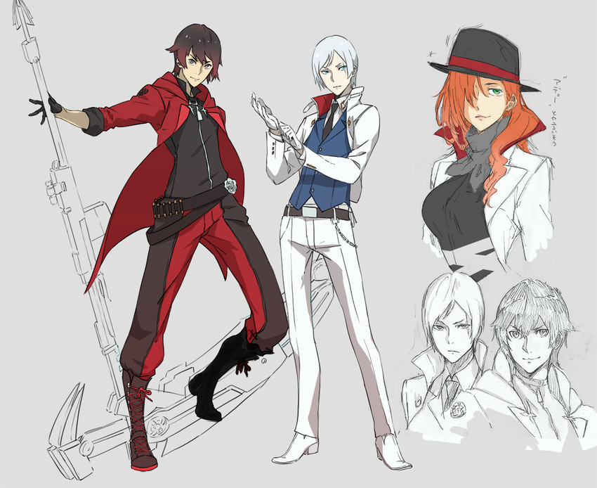ruby rose, weiss schnee, and roman torchwick (rwby) drawn by hayami_ritsu |  Danbooru