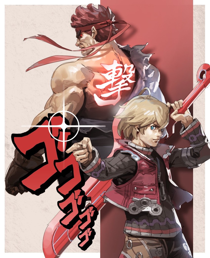 ryu, shulk, and evil ryu (jojo no kimyou na bouken and 6 more) drawn by nin_nakajima