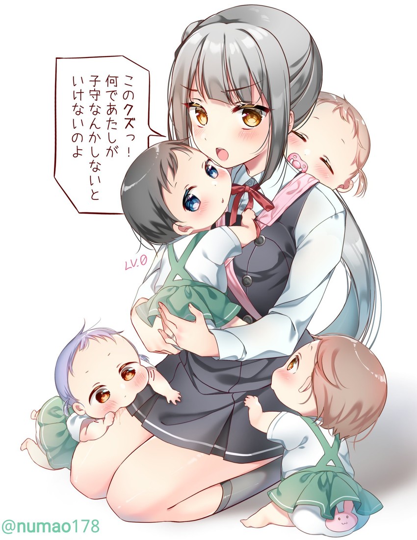 asashio, kasumi, michishio, kasumi kai ni, arashio, and 1 more (kantai collection) drawn by numao178