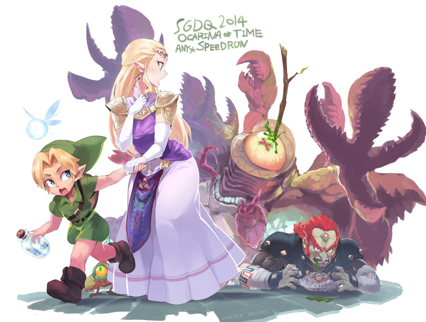 link, princess zelda, ganondorf, young link, navi, and 1 more (the legend of zelda and 2 more) drawn by ario