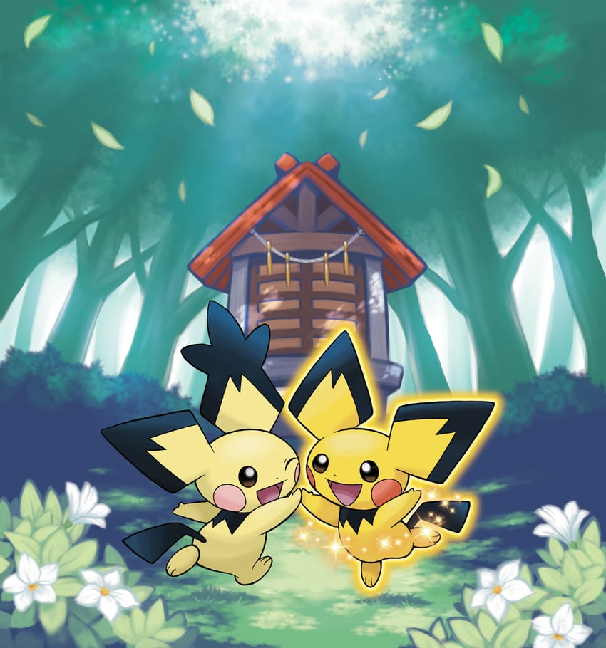 pichu, spiky-eared pichu, and pikachu-colored pichu (pokemon and 1 more) drawn by sugimori_ken