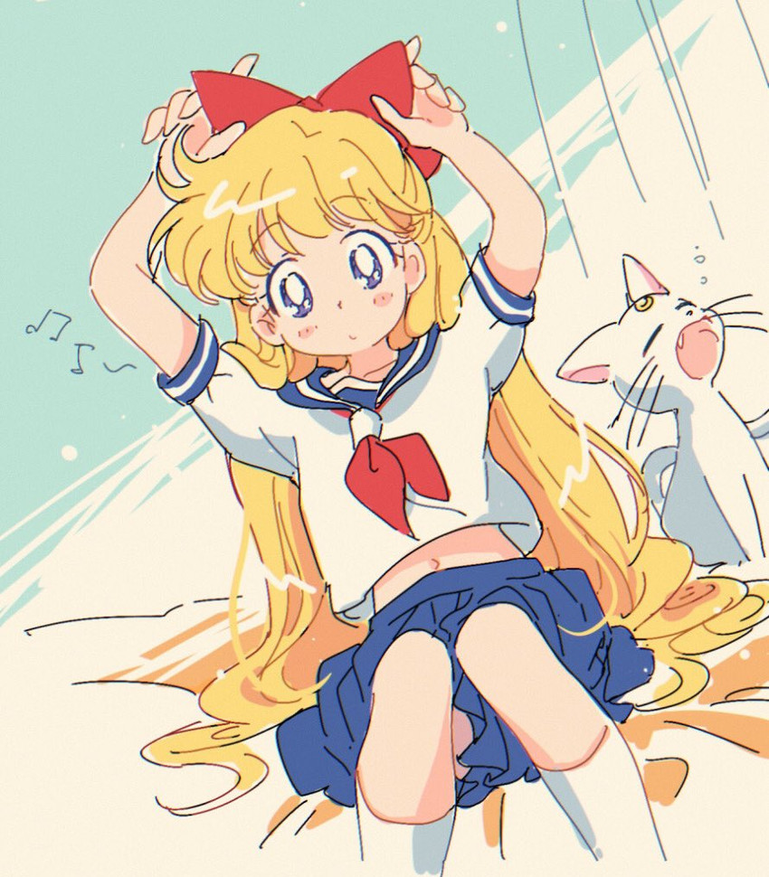 aino minako and artemis (bishoujo senshi sailor moon) drawn by suzuki_(2red_moon3)