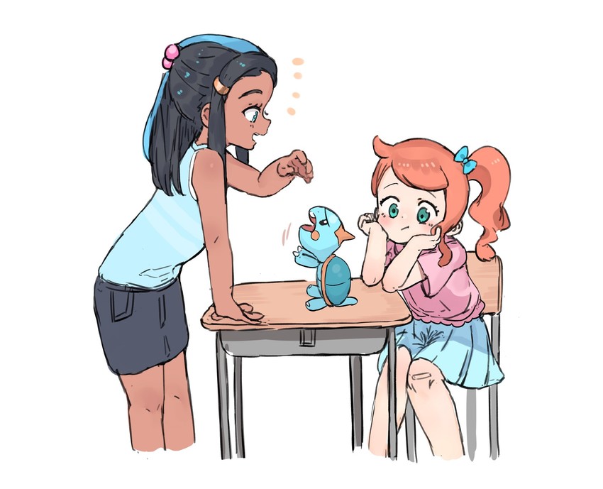nessa, sonia, and chewtle (pokemon and 1 more) drawn by ranf