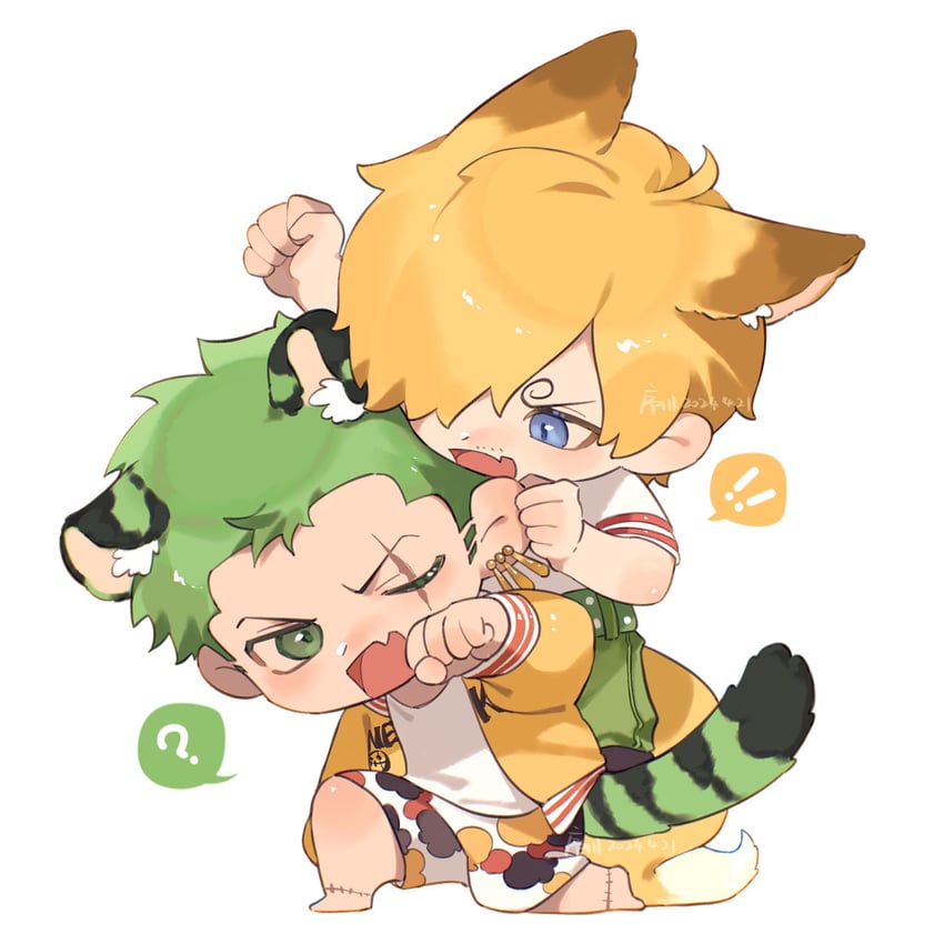 roronoa zoro and sanji (one piece) drawn by xuchuan