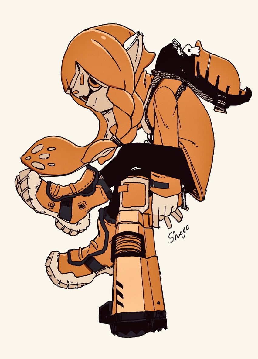 inkling player character, inkling girl, and agent 3 (splatoon and 1 more) drawn by shogo_(shogo70449442)
